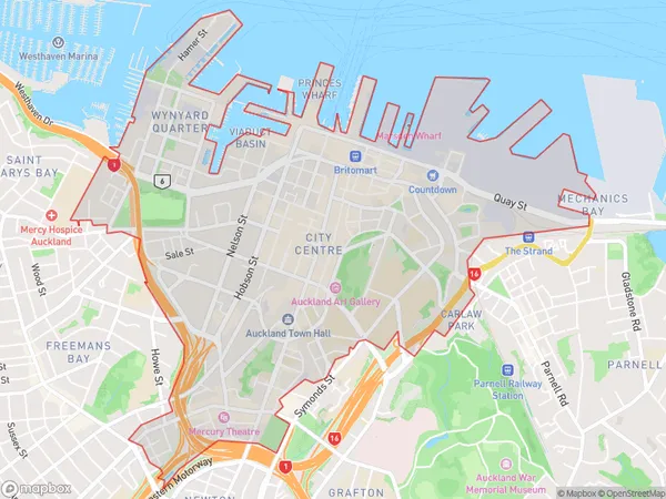 Auckland Central, Auckland Polygon Area Map