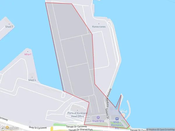 Mechanics Bay, Auckland Polygon Area Map