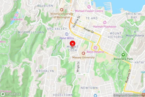 Mount Cook,Wellington Area Map