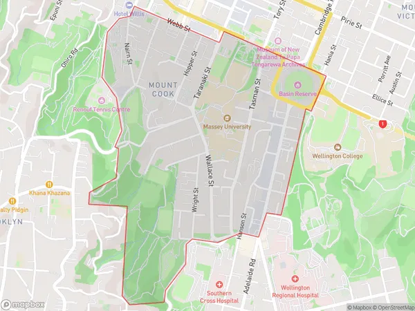 Mount Cook, Wellington Polygon Area Map