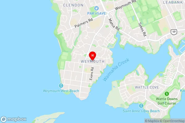 Weymouth,Auckland Area Map