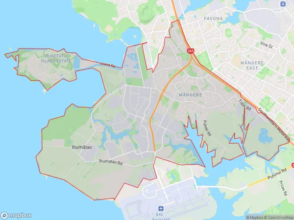 Mangere, Auckland Polygon Area Map