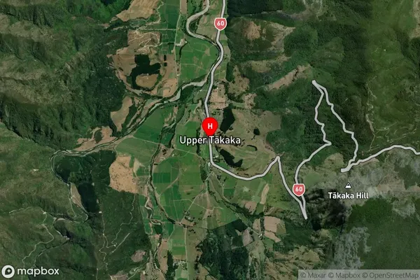 Upper Takaka,Tasman Satellite Map