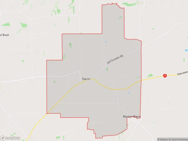 Dacre, Southland Polygon Area Map