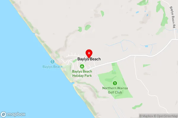 Baylys Beach,Northland Area Map