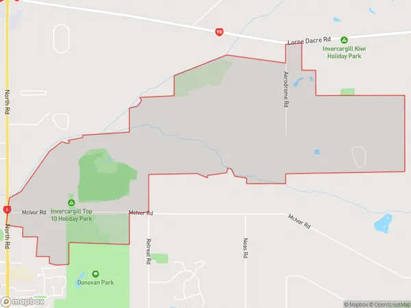 Anderson Park, Southland Polygon Area Map