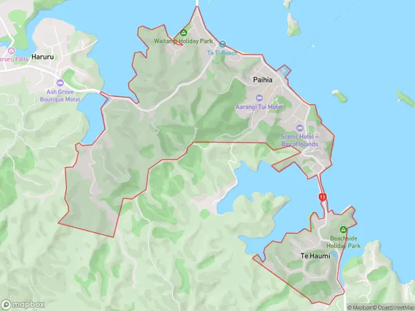 Paihia, Northland Polygon Area Map