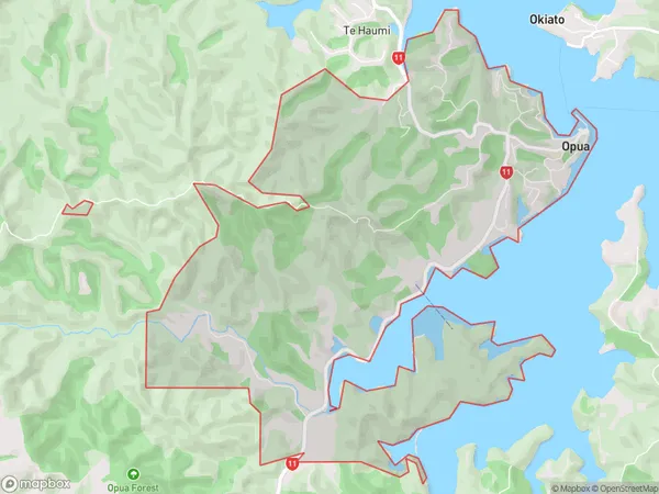 Opua, Northland Polygon Area Map