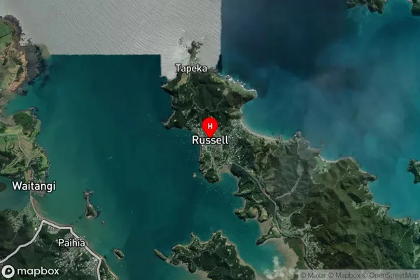 Russell,Northland Satellite Map