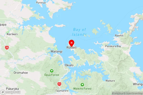 Russell,Northland Region Map