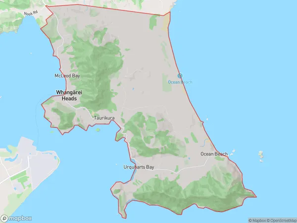 Whangarei Heads, Northland Polygon Area Map