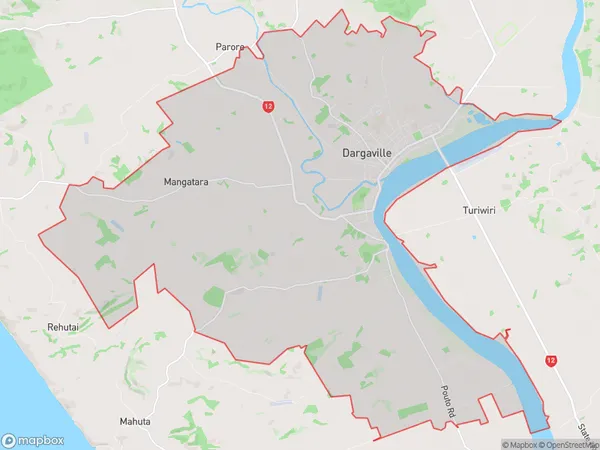 Dargaville, Northland Polygon Area Map