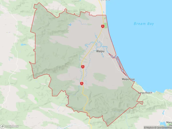 Waipu, Northland Polygon Area Map