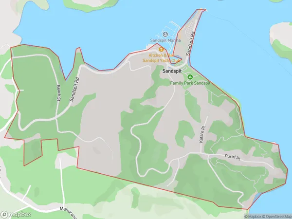 Sandspit, Auckland Polygon Area Map