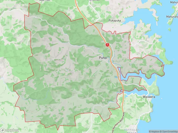 Puhoi, Auckland Polygon Area Map