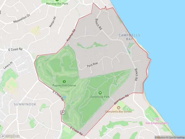 Campbells Bay, Auckland Polygon Area Map