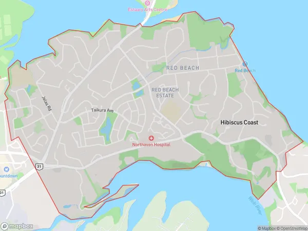 Red Beach, Auckland Polygon Area Map