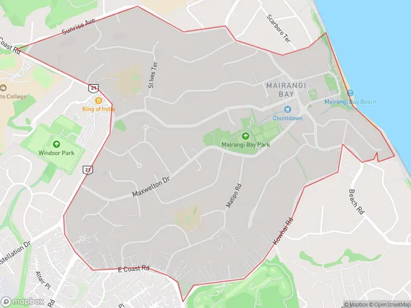 Mairangi Bay, Auckland Polygon Area Map