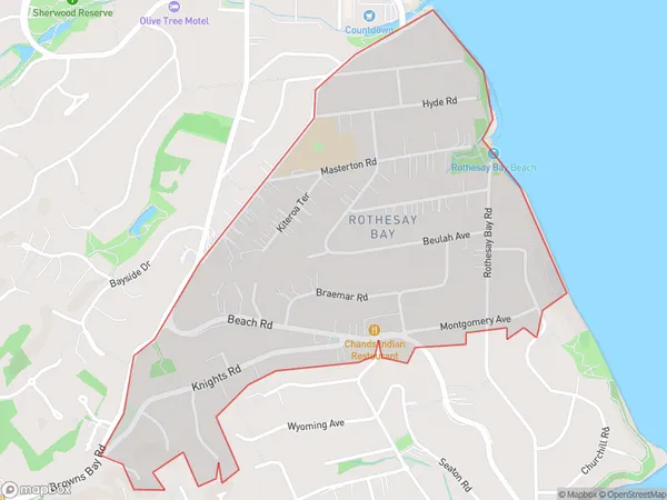 Rothesay Bay, Auckland Polygon Area Map