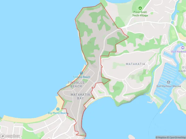 Tindalls Beach, Auckland Polygon Area Map