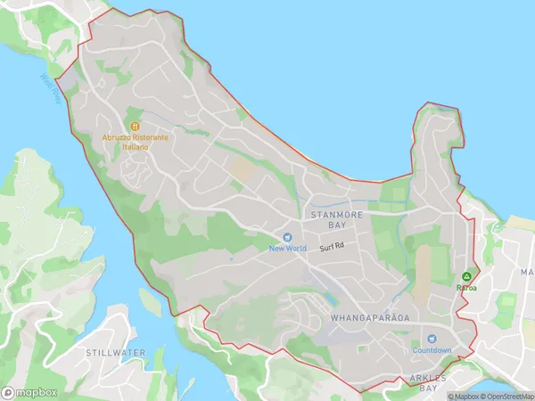 Stanmore Bay, Auckland Polygon Area Map