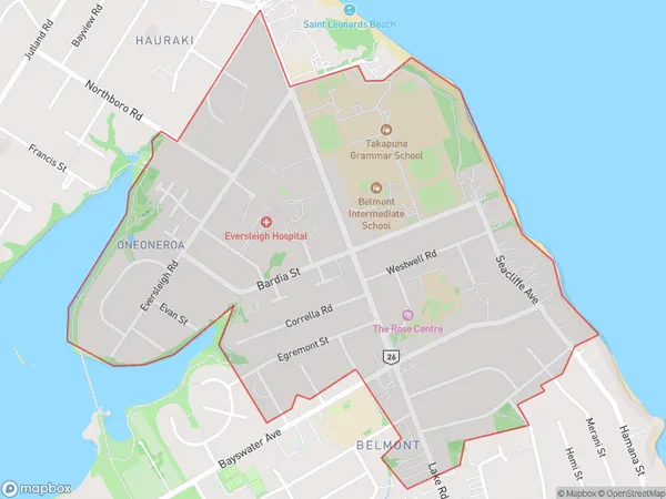 Belmont, Auckland Polygon Area Map