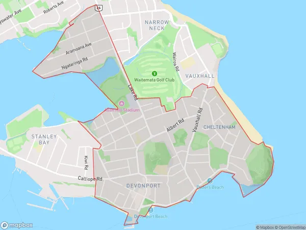 Devonport, Auckland Polygon Area Map