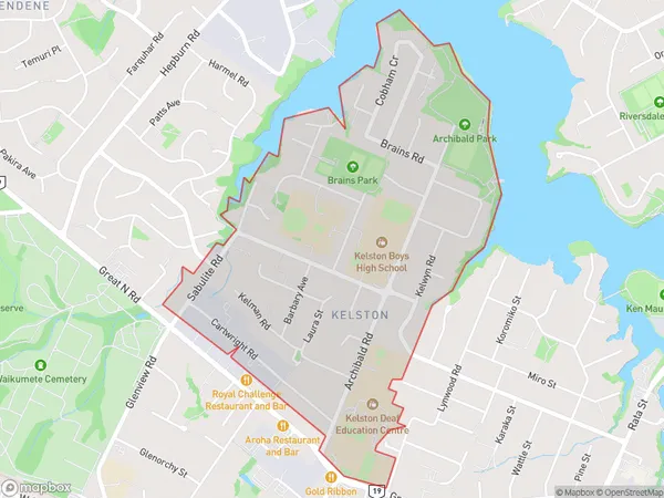 Kelston, Auckland Polygon Area Map