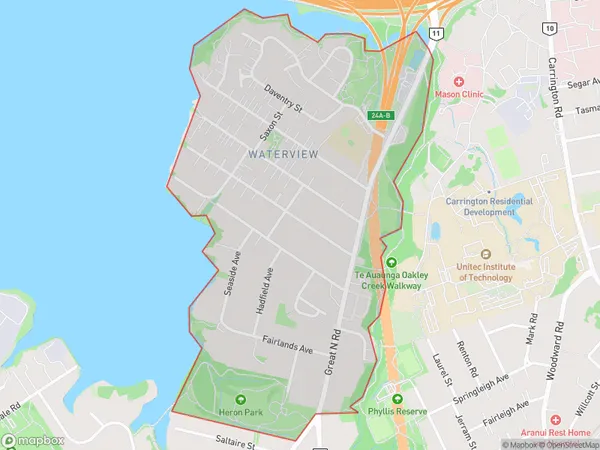 Waterview, Auckland Polygon Area Map