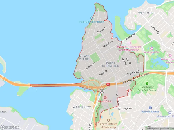 Point Chevalier, Auckland Polygon Area Map