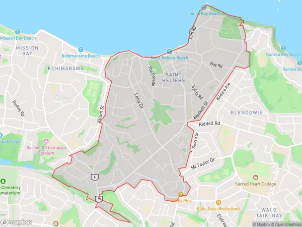 ZipCode 1740 Map for Saint Heliers