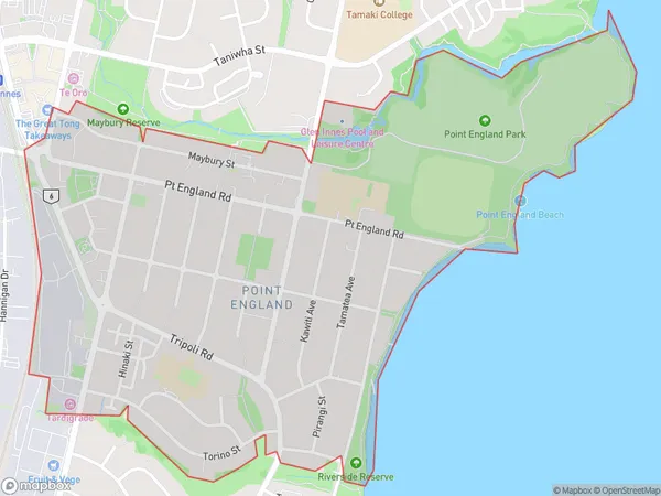 Point England, Auckland Polygon Area Map