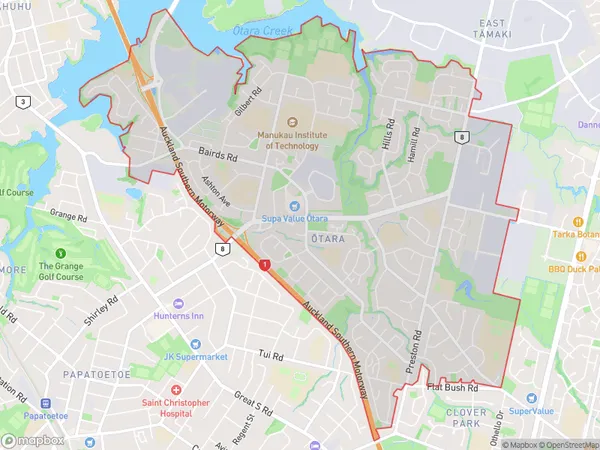 Otara, Auckland Polygon Area Map