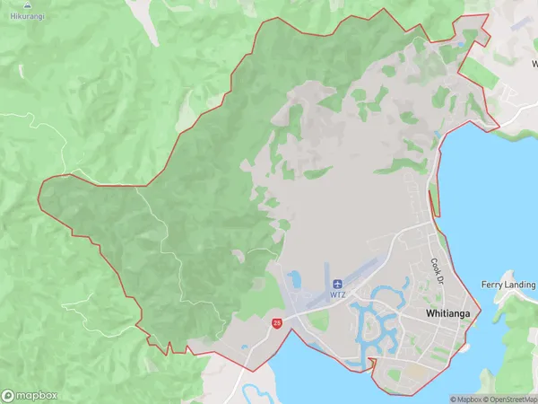 Whitianga, Waikato Polygon Area Map