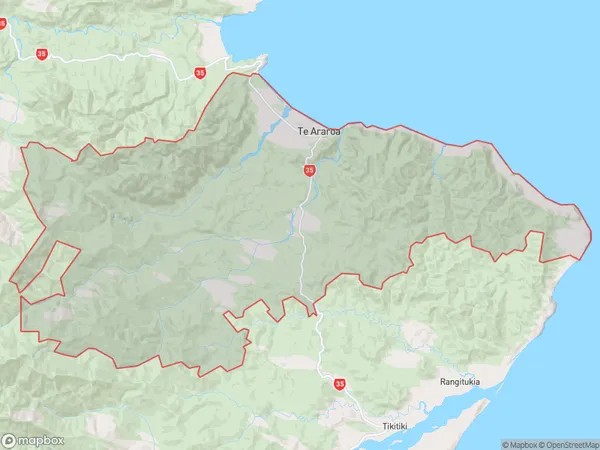 Te Araroa, Gisborne Polygon Area Map