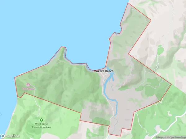 Makara Beach, Wellington Polygon Area Map