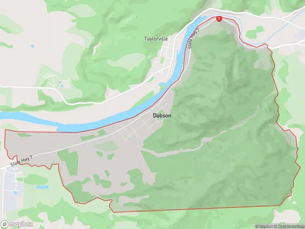 Dobson, West Coast Polygon Area Map