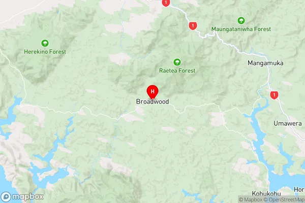 Broadwood,Northland Region Map