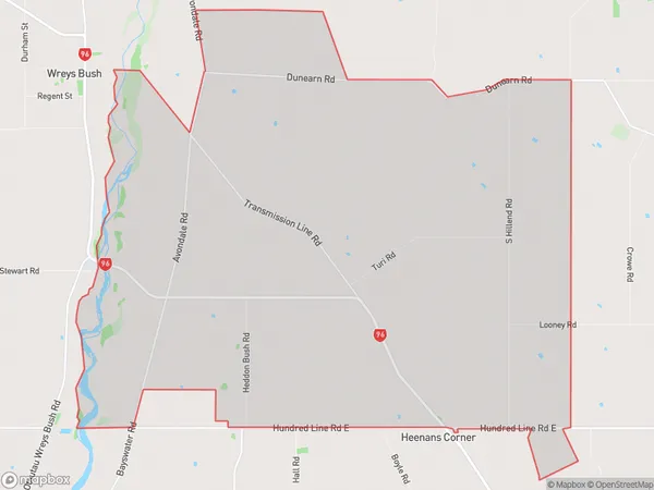 Dunearn, Southland Polygon Area Map