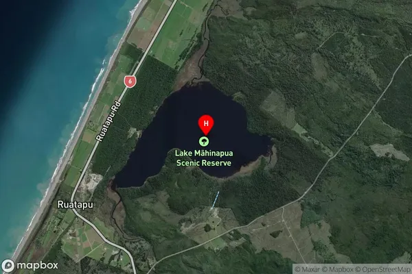Lake Mahinapua,West Coast Satellite Map