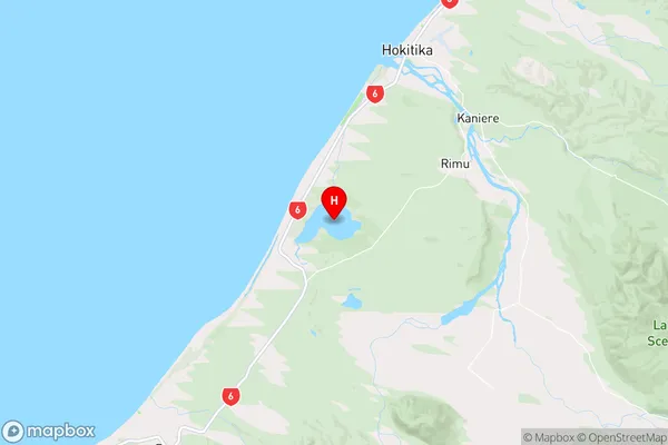 Lake Mahinapua,West Coast Region Map