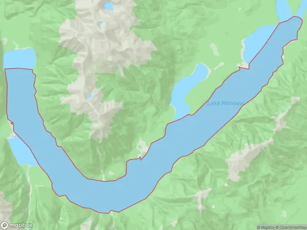 Monowai Lake, Otago Polygon Area Map