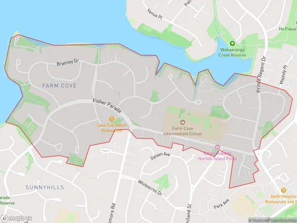 Farm Cove, Auckland Polygon Area Map