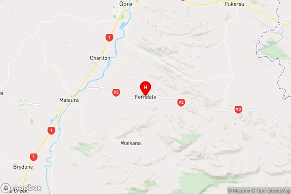 Ferndale,Southland Region Map