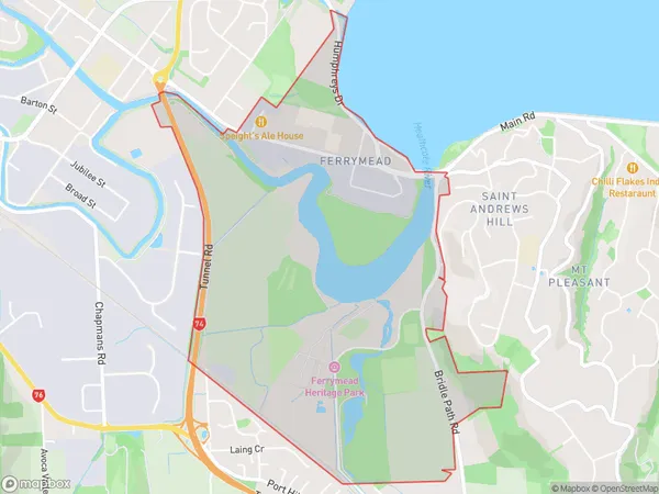 Ferrymead, Canterbury Polygon Area Map