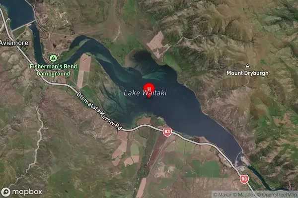 Lake Waitaki,Canterbury Satellite Map