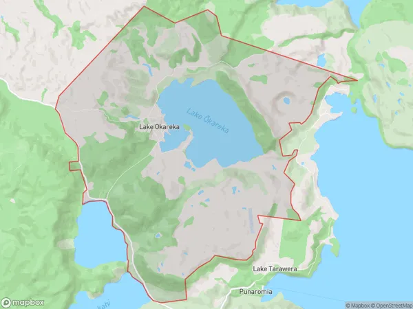 Lake Okareka, Bay of Plenty Polygon Area Map