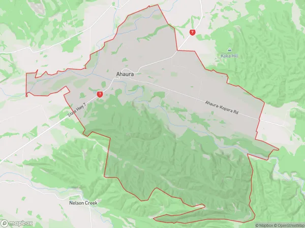 Ahaura, West Coast Polygon Area Map