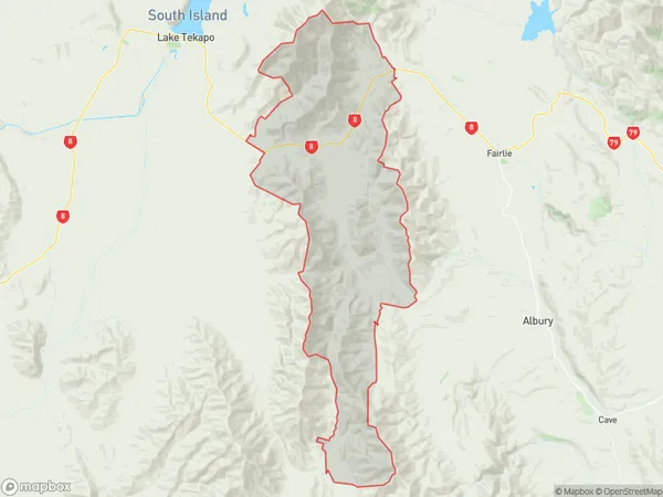 Burkes Pass, Canterbury Polygon Area Map