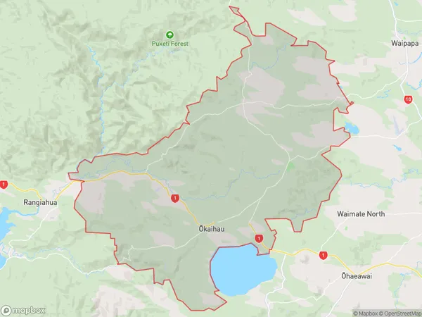 Okaihau, Northland Polygon Area Map